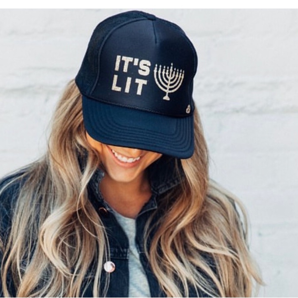 Mother Trucker It’s Lit Menorah Hat NEW